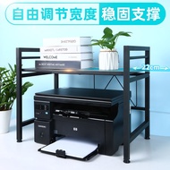 Multi-functional table support computer desktop with printer rack and pin storage on office desk