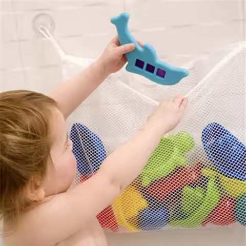 Baby Bathroom Mesh Bath Bag Kids Cartoon Basket Net Children's Games Network Waterproof Cloth Sand T