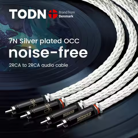 TODN Hi-End 8AG Silver Plated OCC 16 Strands Audio Cable With WBT RCA Plug Cable HIFI 2RCA TO 2RCA C