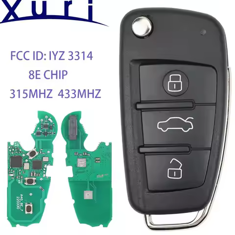 Xuri Remote Car Key 315MHZ 434MHZ FSK 8E Chip For AUDI A6 S6 Q7 2004-2015 Fob FCCID: IYZ 3314 4F0837