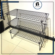 SHOE RACK BLACK STACKABLE UP TO 3 TIERS SHOE ORGANIZATION 58x27CM RAK KASUT SHOE ORGANIZER