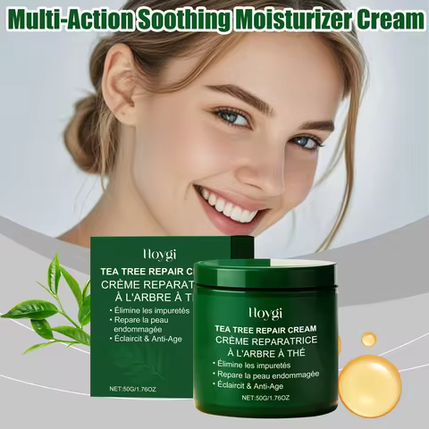 Multi-Action Soothing Repair Cream for Face Tea Tree Cream Centella Ceramide Aloe Vera Moisturizer f