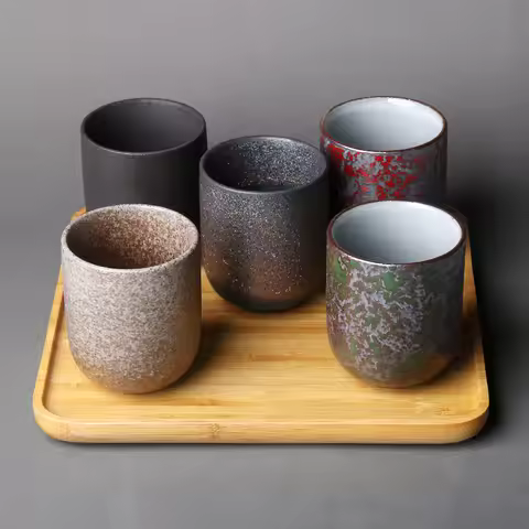 Home coarse pottery decor handmade tea cup ceramic Kungfu tea cup 4oz