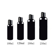 120ml 200ml 250ml 500ml Empty Black Refillable Cosmetic Bottle With Black Flip Top Press On Cap Plas