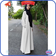 ⭐LOW PRICE⭐ Jubah Putih Muslimah Hitam Murah Jubah Hawa Ironless Women Dress Tanpa Gosok Plus Size XS to 6XL Black White Cey