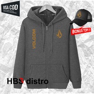 Free Hat...!!! Vcom Kirka Text Gold Zipper Jacket Screen Printing Jacket Sweater Hoodie Men And Women Distro Comfortable To Wear In All Seasons
