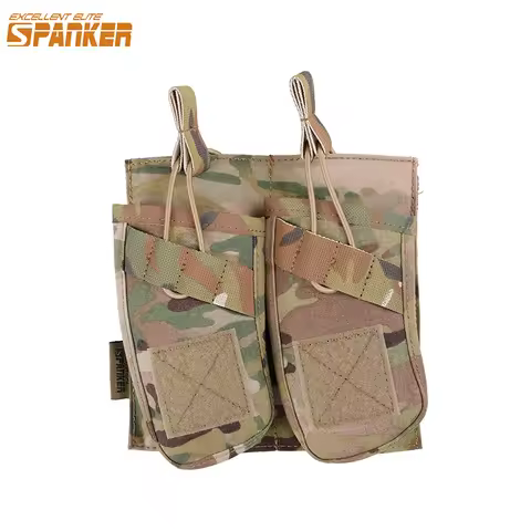 Tactical Double Magazine Pouch Molle AK47 Open-Top Mag Bag Hunting Airsoft Gun Accessories Torch Hol