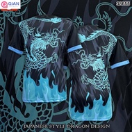 JAPANESE STYLE DRAGON DESIGN T-SHIRT ROUND NECK FITTED, DRAGON VIRAL SHIRT NAGA / Baju Jersi