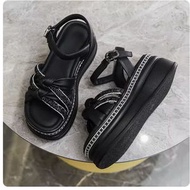 ONE - 鬆糕厚底羅馬涼鞋女（黑色【39_40碼】(下單後聯繫客服確認發貨尺碼）#F281017115