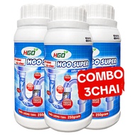 [COMBO 3] Bột Thông Cống HGO SUPER Thông Tắc Bồn Cầu Bồn Rửa Bát Đường Ống Nhanh Chóng Hiệu Quả