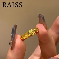 Minimalist Cat Eye Ring Solid Gold Wave Design Fade Proof Titanium Steel Couple Bands Luxury Jewelry