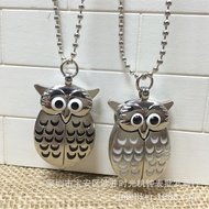 Pocket Watch Korean Version Flip Silver Owl Necklace Wall Watch Children's Watch Keychain Cartoon Po