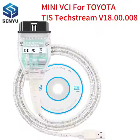 MINI VCI for TOYOTA TIS Techstream V18.00.008 FT232RQ FT232RL mini vci J2534 OBD 2 OBD2 Scanner Car 