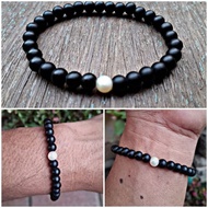 Hajar jahanama agate bracelet 6 mm combination of genuine natural pearls