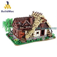 BuildMoc小顆粒積木玩具街景房屋老水磨坊拼搭玩具兼容樂高積木