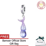 BAMOER 925จี้หยดน้ำหางปลานางเงือกสำหรับผู้หญิงสร้อยข้อมือและสร้อยคอ BSC874 DIY