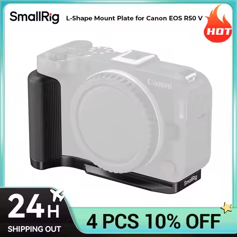 SmallRig EOS R50 V Cage L-Shaped Mount Plate with Handle for Canon EOS R50 V Black / Silver Color wi