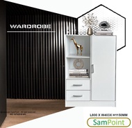 Sampoint _ 4 Door 2 Drawer Kids Wardrobe _ Low Cabinet Bedroom Almari kabinet pakaian _ Almari Baju 