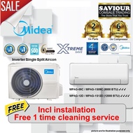 Midea System 1 XtremeSave Inverter Single Split Aircon - FREE  Installation & FREE 1 Time Cleaning S