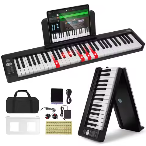 SucceBuy 61 or 88 Key Folding Keyboard Piano Bluetooth & MIDI Electronic Digital Foldable Piano Rech