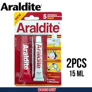 ARALDITE RAPID CRYSTAL 5 MINUTES HIGH PERFORMANCE EPOXY ADHESIVE GLUE RED 2x15ml