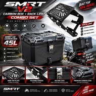COMBO SET SMRT TOP BOX 45L with Monorack Lipat Stainless Steel Double Lock Premium Leather Aluminium
