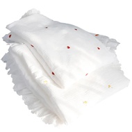 ชุดผ้าห่มเด็กอ่อนผ้าคอตตอนมัสลินสีขาวปักหนาสำหรับฤดูหนาวพร้อมผ้าลูกไม้
