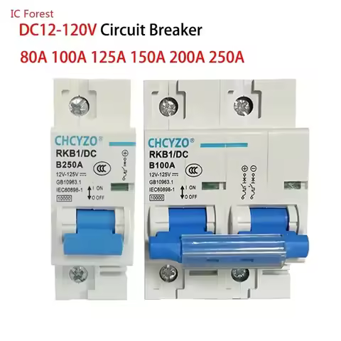 1/2P100A 125A 150A 200A 250A DC Circuit Breaker 12V 24V 36V 48V 96V 120V Solar Cell Protection Switc