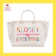 Kloset and Etcetera Signature Embroidery Canvas Tote Large Handbag