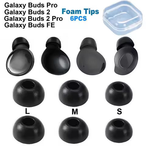 6PCS Memory Foam Ear Tips for Samsung Galaxy Buds 2 Pro / Galaxy Buds FE / Galaxy Bud 2 / Galaxy Bud