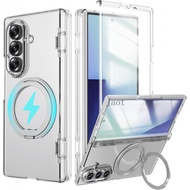 for Samsung Galaxy Z Fold 7 Case with Ring Holder Stand, Z Fold7 Magnetic Case Screen Protector Hing