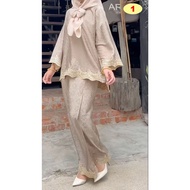 Baju Kurung Moden Plain, Pearl Silk Kebaya Lace Ironless For Woman Selesa Dipakai Berfesyen Tinggi -