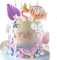 Mermaid Cake Topper,33PCS Little Mermaid Cake Toppers For Girls 2 3 4 5th Birthday Mermaid Tails Sea