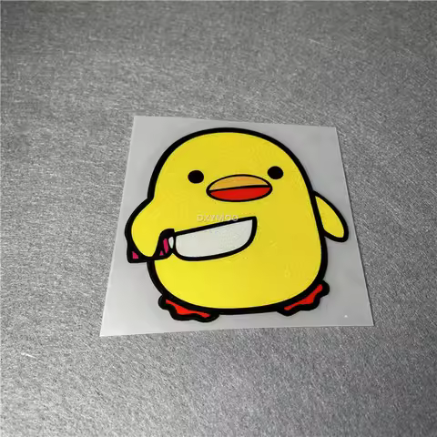 Peach Duck with Weapon Car Sticker Reflective Vinyl Tape Motor Auto Window Tail Exterior Decoration 