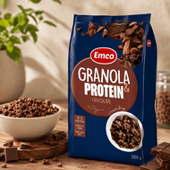 EMCO Chocolate Protein Granola 500g - Crunchy Granola Plant Base Protein | Wholegrain Oats | Source