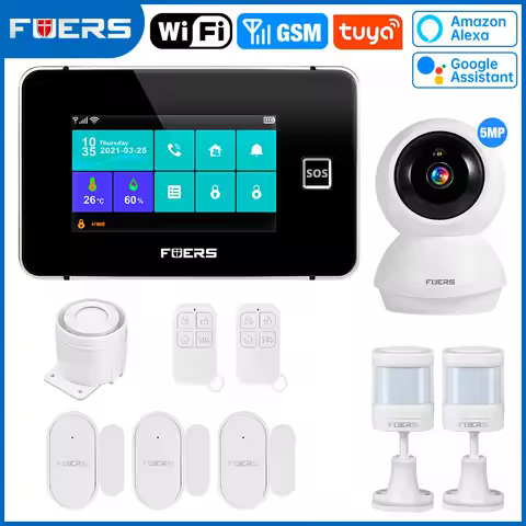 FUERS WiFi GSM Tuya Smart Home Security Alarm System G60B 4.3 Inch Anti-theft Alarm Temperature Humi