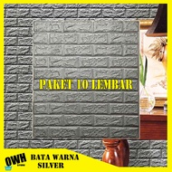 Promo // Wallpaper Dinding 3D Timbul Isi 10 Lembar Motif Batu Bata Putih Murah