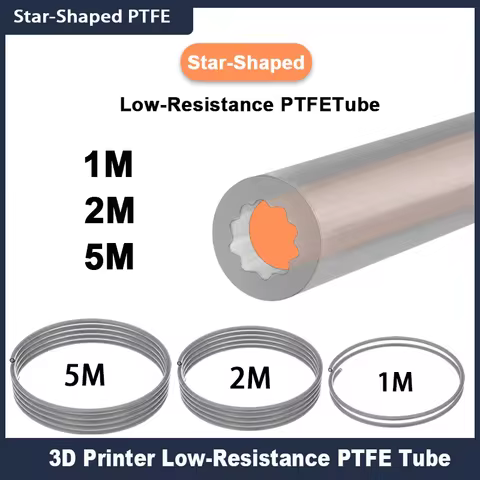 1/2/4M Suitable for Bambu Lab Creality Voron Anycubic Star-Shaped PTFE Tubes, 4mm Outer Diameter, Lo