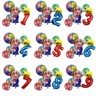 7pcs Super Mario Theme Latex Balloon 32in Number Foil Balloons Set Birthday Party Decorations