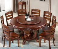 WITH 8 CHAIRs 150cm Round Brown coklat DINING TABLE ONLY MEJA MAKAN KERUSI round portable desk resto