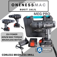 MEG PRO 21V CORDLESS IMPACT DRILL WITH 2 PCS BATTERY / DRILL BIT / CORDLESS DRILL / DRILL / IMPACT D
