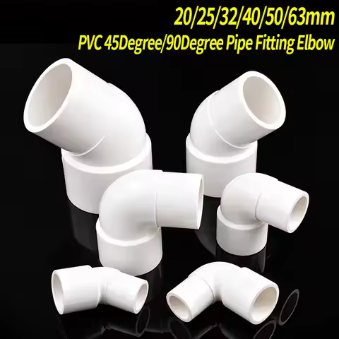 1PC 20/25/32/40/50/63mm PVC 45Degree/90Degree Pipe Fitting Elbow Connector Garden Irrigation Water P