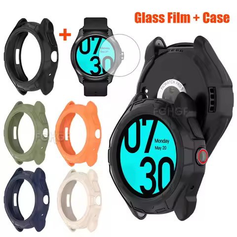 TPU Protective Cover + Tempered Glass Film For Ticwatch Pro 5 Case Shell Bumper Accessories Screen P