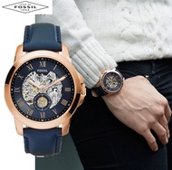 (Real Photo)Original Fossil Mens Grant Skeletal Blue Leather Automatic Watch ME3054 Jam Tangan Lelak