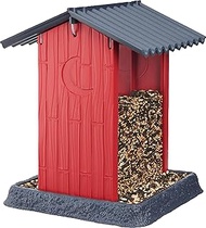North States Village Collection Hopper Style Red Shed Birdfeeder: Easy Fill and Clean. Squirrel Proo