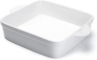 Sweese 514.101 Porcelain Baking Dish, 8 x 8 inch Baker, Square Brownie Pan with Double Handle, White