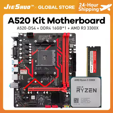 JIESHUO A520 Motherboard kit AMD Ryzen R3 3300X cpu DDR4 16GB 3200MHz Desktop memory