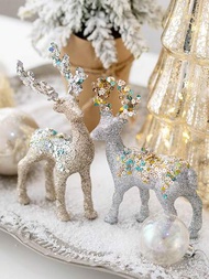 1入組附閃粉絨毛的聖誕麋鹿造型吊飾,可裝飾聖誕樹、家居裝飾,非常美麗