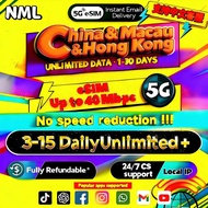 🇨🇳NML China Mainland & Hong Kong(HK) & Macau eSIM 5G 3-15 Days DailyUnlimited Full-Speed Data eSIM |
