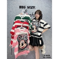 CROP BIGSIZE QC shirt with torn stripes Micki- 6638